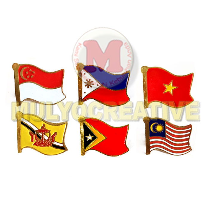 Obral Pin Bendera Negara Negara Asia Tenggara Bahan Logam Kuningan ...